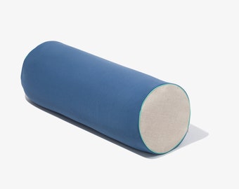Rouleau de Yoga traversin sarrasin rouleau de cou oreiller de méditation oreiller de couchage Relaxation Yin Yoga 20x60 lin coton bleu