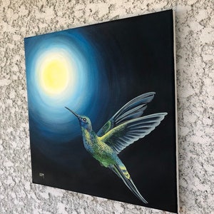 Original Acrylbild, 'Dem Licht entgegen, Kolibri' Naturmalerei, wunderschönes Kunstwerk, Vögel Bild 2