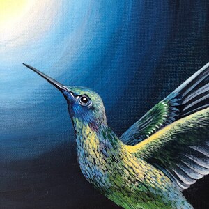 Original Acrylbild, 'Dem Licht entgegen, Kolibri' Naturmalerei, wunderschönes Kunstwerk, Vögel Bild 4