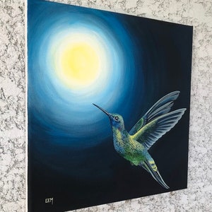 Original Acrylbild, 'Dem Licht entgegen, Kolibri' Naturmalerei, wunderschönes Kunstwerk, Vögel Bild 3