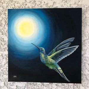 Original Acrylbild, 'Dem Licht entgegen, Kolibri' Naturmalerei, wunderschönes Kunstwerk, Vögel Bild 1