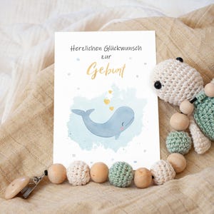 Postkarte Geburt Wal Herzlichen Glückwunsch zur Geburt Postkarte Kinder Postkarte Geburt Geburtskarte Geburtsgeschenk Tierkarte Geschenk