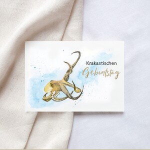 Postkarte A6 Geburtstag Krake Oktopus Karte Kinder Postkarte Geburtstag Geburtstagskarte Geburtstagsgeschenk Geschenk Frühling Tierkarte