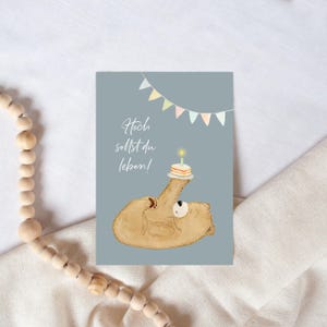 Postkarte Geburtstag Bär Hoch sollst du leben Postkarte Kinder Postkarte Geburtstag Geburtstagskarte Geburtstagsgeschenk Geschenk Tier