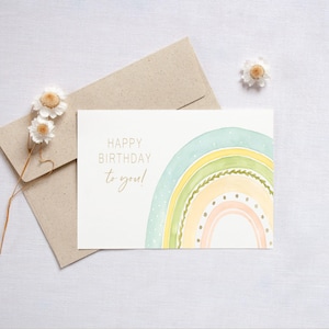 Postkarte A6 Geburtstag Regenbogen Happy Birthday to you Kinder Karte Postkarte Geburtstag Geburtstagskarte Geburtstagsgeschenk Geschenk