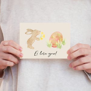 Postkarte A6 Ostern Hase Blume Ei love you Postkarte Geburtstag Kinder Geburtstagskarte Geburtstagsgeschenk Geschenk Frühling Tierkarte
