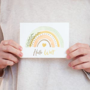 Postkarte Geburt A6 Regenbogen Hallo Welt Postkarte Kinder Postkarte Geburt Geburtskarte Geburtsgeschenk Geschenk Mädchen Geschenk Junge