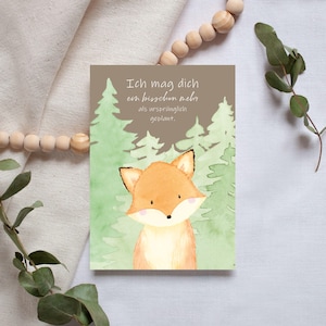 Postkarte A6 Fuchs Ich mag dich Geburtstag Karte Familie Karte Freunde Kinder Postkarte Geburtstag Geburtstagskarte Tierkarte