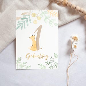 Postkarte A6 Geburtstag Fuchs Erster Geburtstag Postkarte Kinder Postkarte Geburtstag Geburtstagskarte Geschenk Tierkarte
