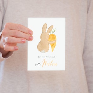 Postkarte A6 Ostern Hase Ich mag dich einfach volle Möhre Postkarte Geburtstag Kinder Geburtstagskarte Geschenk Frühling Tierkarte