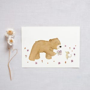 Postkarte Geburtstag Bär Maus Blumenstrauß Postkarte Kinder Postkarte Geburtstag Geburtstagskarte Geburtstagsgeschenk Geschenk Tierkarte