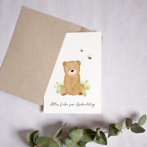 Postkarte A6 Geburtstag Bär Bienen Alles Liebe zum Geburtstag Postkarte Kinder Postkarte Geburtstag Geburtstagskarte Geburtstagsgeschenk