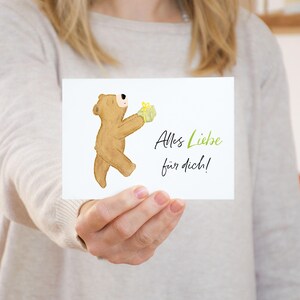Postkarte Geburtstag Bär Alles Liebe für Dich Postkarte Kinder Postkarte Geburtstag Geburtstagskarte Geburtstagsgeschenk Geschenk Tier