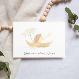 Postkarte Geburt A6 Igel Willkommen kleines Wunder Postkarte Kinder Postkarte Geburt Geburtskarte Geburtsgeschenk Geschenk Mädchen Junge