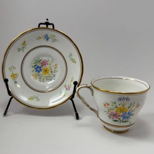Royal Standard Blue, Pink, and Yellow Flowers English Bone China Tea Cup Set