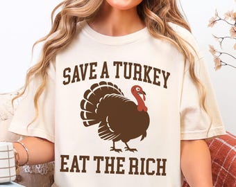 Freiheitliches Thanksgiving Comfort Colors T-Shirt, Sparen Sie eine Türkei, essen Sie das reiche Herbstsaison-Shirt