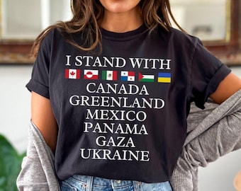 Estoy con Canadá, Groenlandia, México, Panamá, Gaza, Ucrania, camiseta anti Trump MAGA, oligarquía, fascismo, autoritarismo, camiseta de democracia liberal