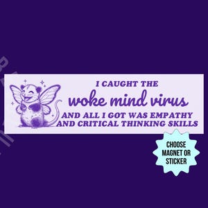 Lustiger Woke Mind Virus Automagnet / Autoaufkleber, süßes Feen-Opossum, freiheitliche Linke, soziale Gerechtigkeit, Kritisches Denken, Anti-Trumpf MAGA