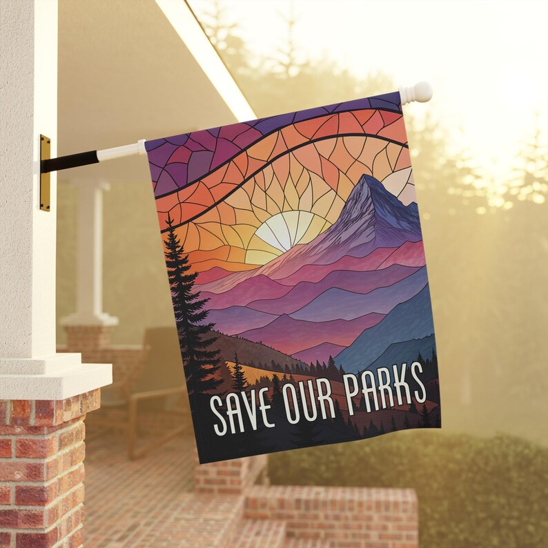 Bandera de jardín de la casa "Salven nuestros parques", bandera de protesta en parques nacionales, anti-Trump, Musk Doge, fascismo, oligarquía, activista liberal de izquierdas, amante de la naturaleza 24.5'' × 32''