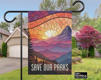 Bandera de jardín de la casa "Salven nuestros parques", bandera de protesta en parques nacionales, anti-Trump, Musk Doge, fascismo, oligarquía, activista liberal de izquierdas, amante de la naturaleza