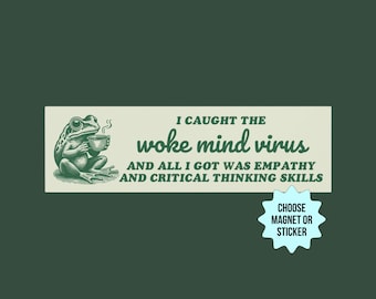 Lustiger Woke Mind Virus-Automagnet / Autoaufkleber, Retro Empathie-Frosch, großzügige Linke