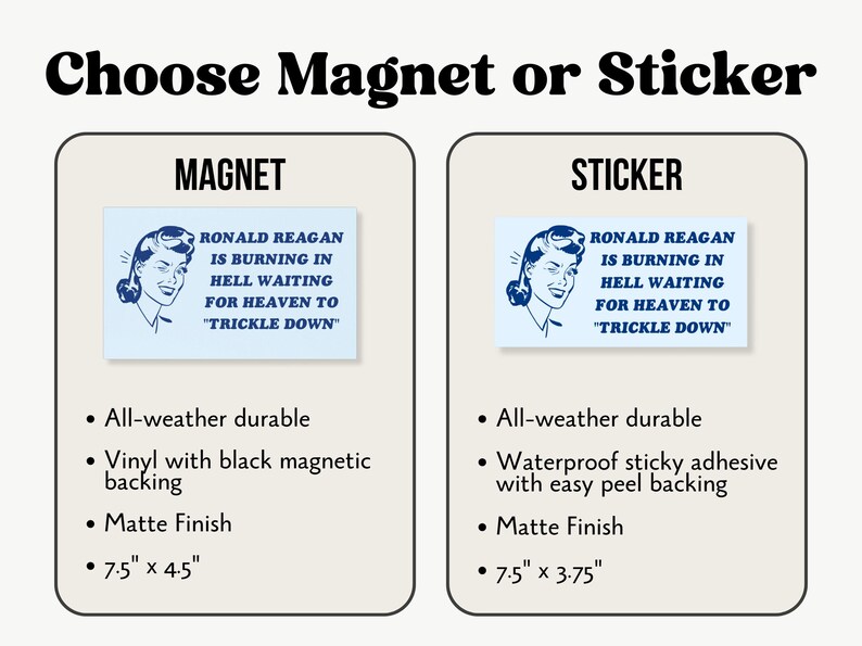 Anti Reagan Bumper Sticker/car Magnet, Progressive Liberal Leftist ...