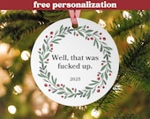 Funny Anti-Trump Christmas 2025 Ornament, Liberal Yearly Keepsake, 2025 Year in Review Xmas Tree Ornament, Leftist Democrat Political Humor