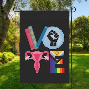 Trendy Vote Garden Flag, Read Banned Books, BLM, Reproductive Rights, LGBT Rights, Social Justice Activist Gift, Liberal Political Yard Sign