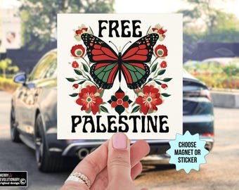 Free Palestine Bumper Sticker/Car Magnet, Anti Trump MAGA War,Liberal Leftist Feminist Social Justice Human Rights Activist,End The Genocide