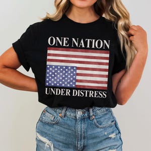 One Nation Under Distress Comfort Colors Tee, Upside Down American Flag Shirt, Anti Trump, Progressive Liberal Leftist, Protect Democracy