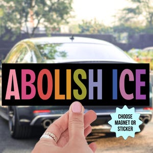 Abolish ICE Car Magnet/Bumper Sticker, Anti Trump Deportation, Pro Immigration, Liberal Leftist Social Justice Human Rights, Fuck Racism image 1