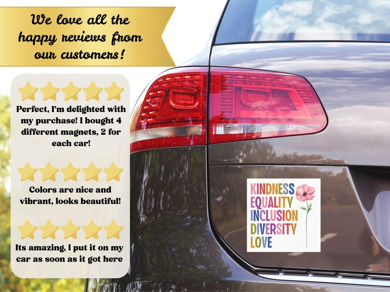 Kindness Equality Inclusion Diversity Love Car Magnet/bumper Sticker ...