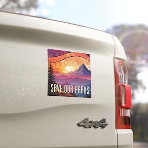Save Our Parks Car Magnet/Bumper Sticker, National Protest, Anti Trump Musk Doge Fascism Oligarchy, Liberal Leftist Activist Nature Lover image 3