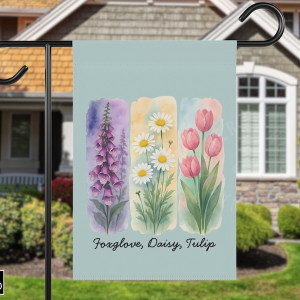 Bandera de jardín con pinceladas de tulipán, margarita dedalera, FDT sutil, contra Donald Trump, anti MAGA, bandera de resistencia progresista de izquierda liberal