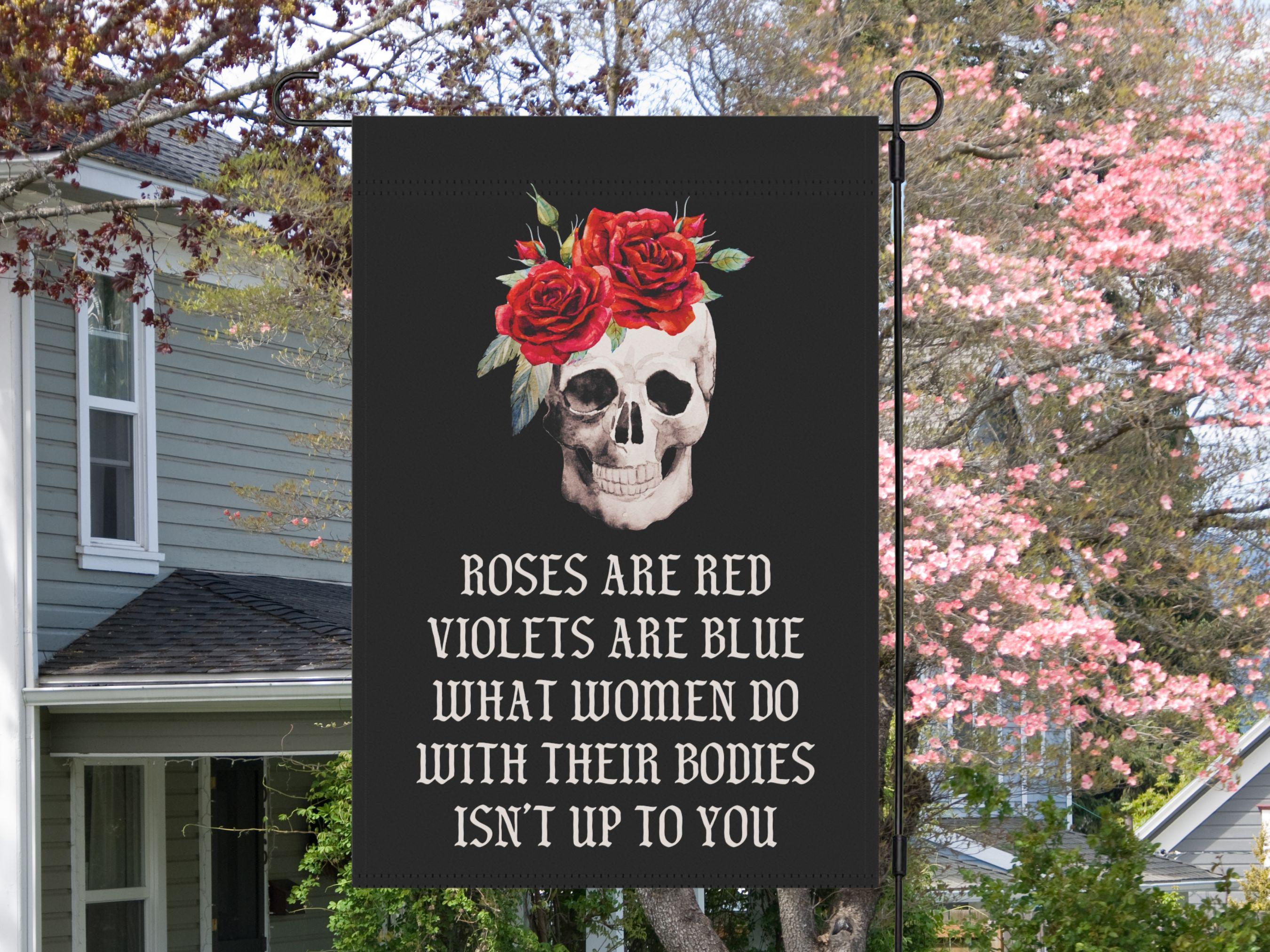 Feminist Valentine's Day Garden Flag, Women's Reproductive Rights Yard Sign, Liberal Leftist Feminism Activist Pro Choice Anti Trump MAGA