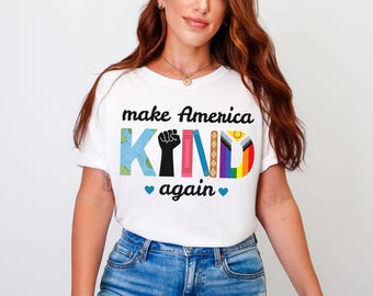 Machen Sie Amerika wieder freundlich Komfort Farben T-Shirt, verbotene Bücher BLM LGBT Rechte soziale Gerechtigkeit Klima Wandel Freiheitliche feministische Aktivistin Shirt