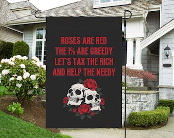 Valentinstag Eat The Rich Garden Flagge, Anti-Trumpf-Anti-Kapitalismus-Yard-Schild, freiheitliche linke Aktivistin soziale Gerechtigkeit