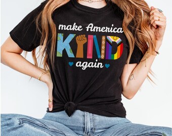 Machen Sie Amerika wieder freundlich Komfort Farben T-Shirt, verbotene Bücher BLM LGBT Rechte soziale Gerechtigkeit Klima Wandel Freiheitliche feministische Aktivistin Shirt