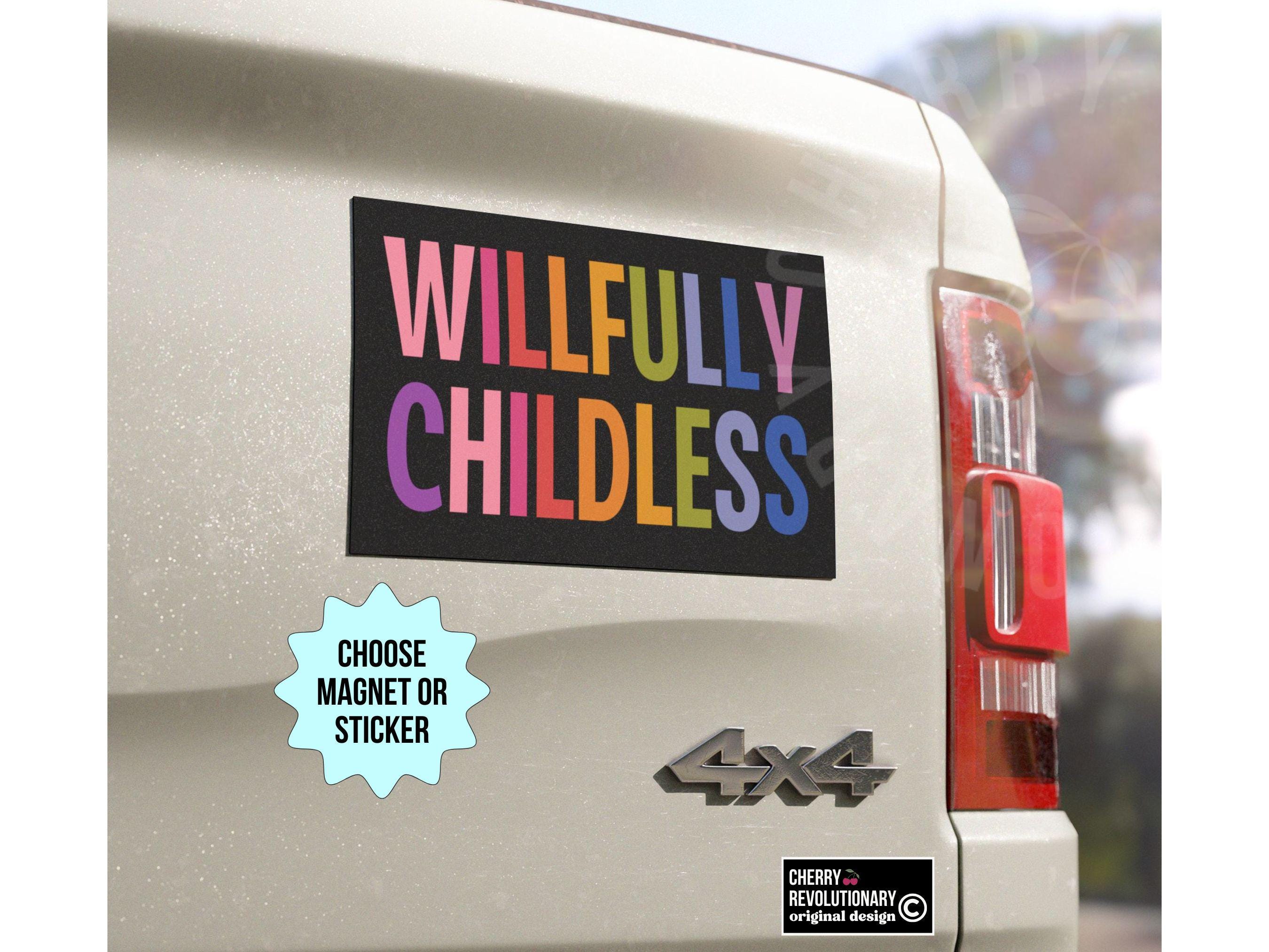 Vorsätzlich kinderloser Auto-Magnet/Autoaufkleber, anti-evangelikaler christlicher Nationalismus, fuck Trump MAGA Faschismus, glücklich kinderfrei DINK Aufkleber