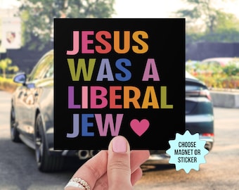 Jezus was een liberale jood automagneet/bumpersticker, antichristelijk nationalisme MAGA Trump fascisme, liberaal linkse activist, belasting van de kerk