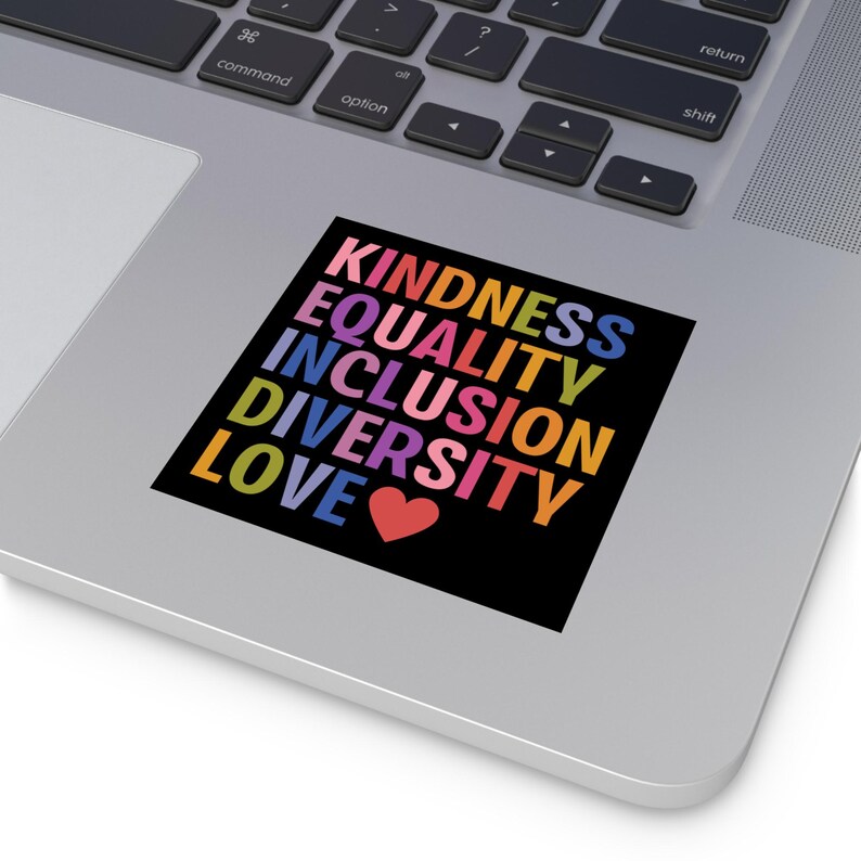 Gift Inclusion Sign Kindness Equality Inclusion Diversity Love Water Bottle Laptop Sticker ...