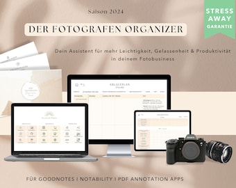 Der Fotografen Organizer 2024 / Fotografen Planer / Fotografen Jahreskalender / Work-Life-Balance / Digital / Goodnotes Notability / German