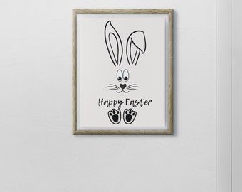 Happy Easter Bunny Digital Poster - Spread Joy and Cheer This Easter Season!