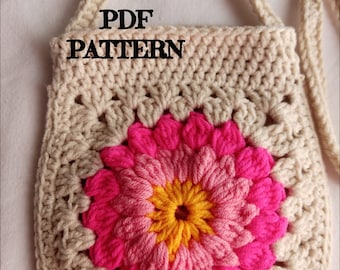 Modèle de sac carré au crochet Daisy Grandma (PDF)