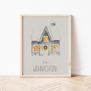 Digital money gift for Christmas | Money gift poster grey house for Christmas to print