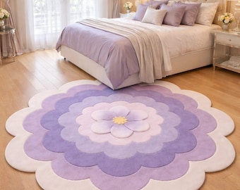 Hand-Tufted Lavender Bloom Flower Rug | Soft Pastel Floral Nursery Carpet