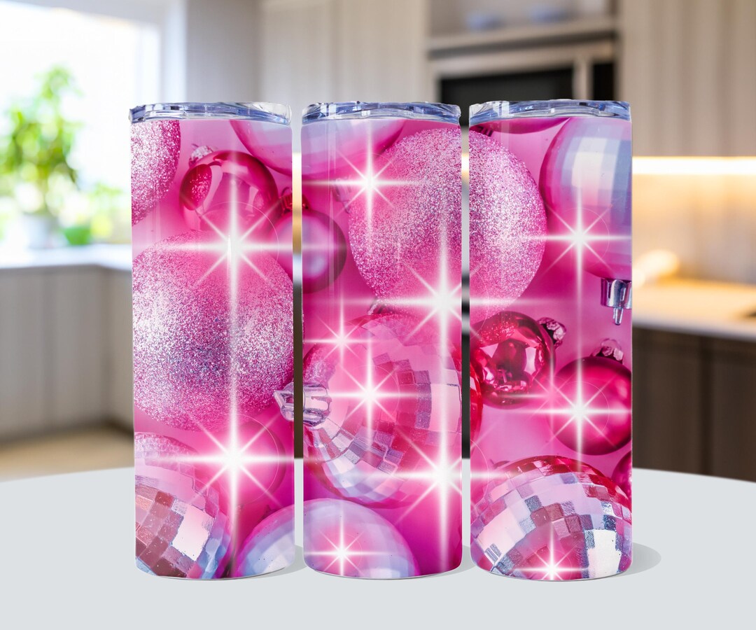 Pink Christmas 20 Oz Skinny Tumbler Wrap Christmas Balls - Etsy