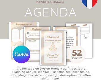 Agenda - based on your Human Design type: Manifestor Generator. Canva, downloadable, printable, editable (French)