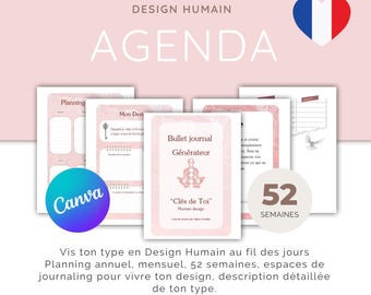 Personalized bullet journal planner based on your personality type in Human Design: Generator. Canva, downloadable, printable, editable