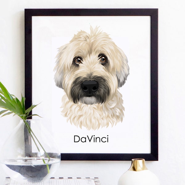 Custom digital dog portrait. Digital pet portrait from photo. Birthday gift for dog lover. Pet loss gift. Printable poster.